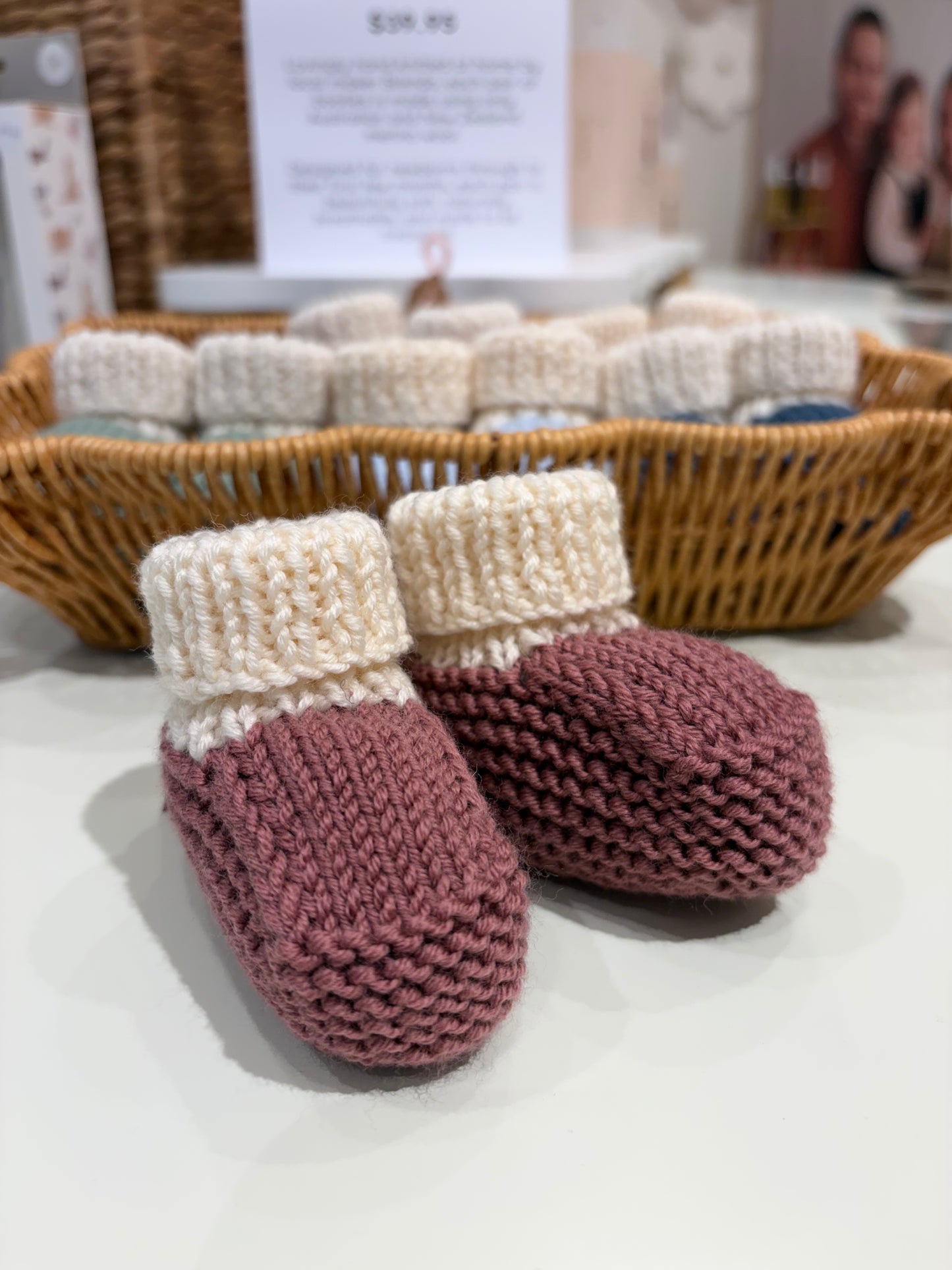 Locally Hand Knitted Aus/NZ Merino Booties - Plum