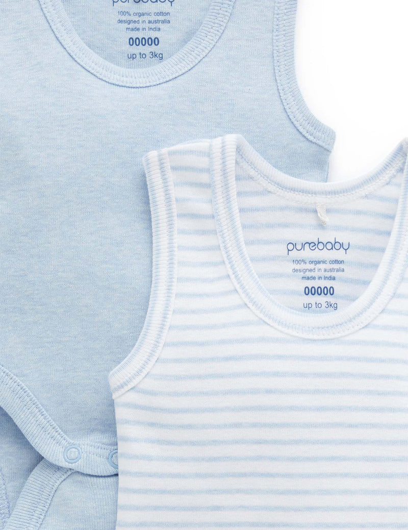 Rib Singlet Bodysuit 2pk - Pale Blue