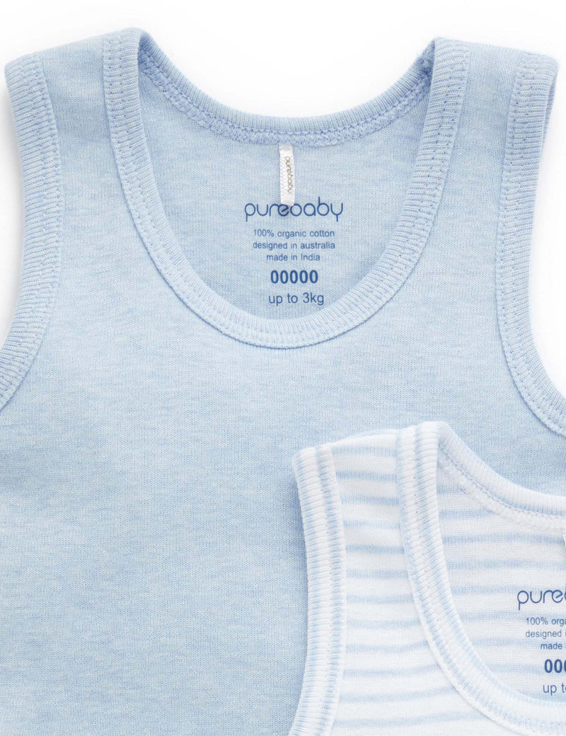 Rib Singlet Bodysuit 2pk - Pale Blue