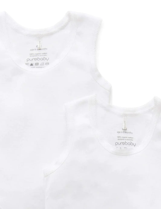 Rib Singlet Bodysuit 2pk - White