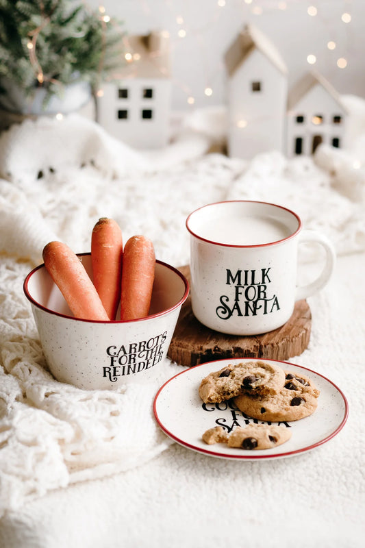 Christmas Eve Cookies, Milk & Carrots 3pc Ceramic Set