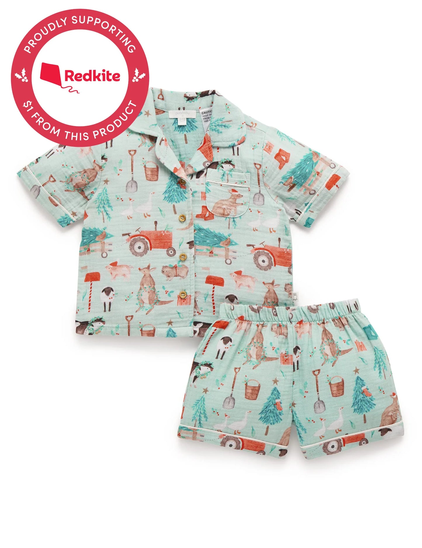 Farmyard Christmas Short Crinkle PJ Set