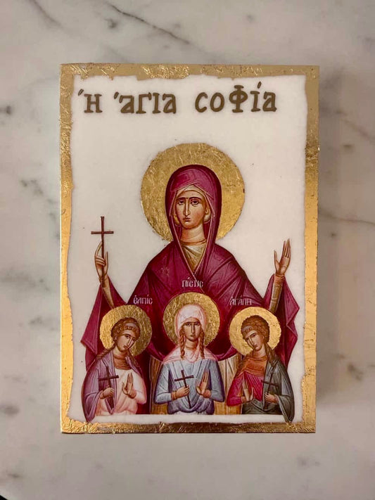 St. Sophia Icon - White Marble