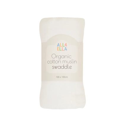 Organic Cotton Muslin Swaddle - White