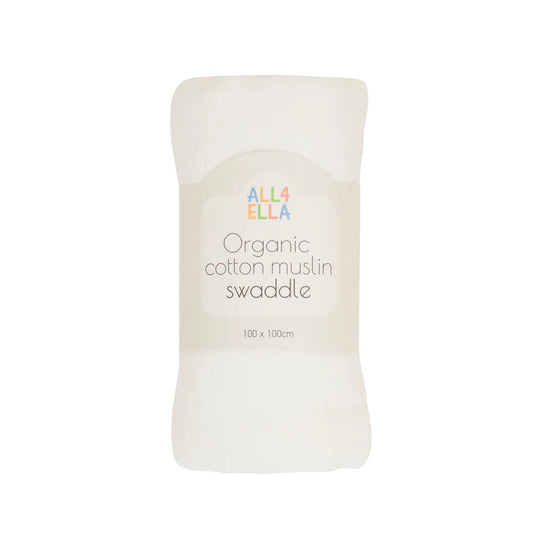 Organic Cotton Muslin Swaddle - White