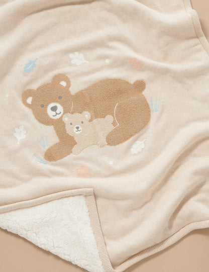 Embroidered Lined Blanket - Bear