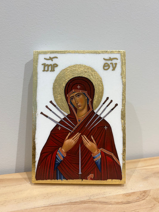 Theotokos of the Seven Swords - White Marble