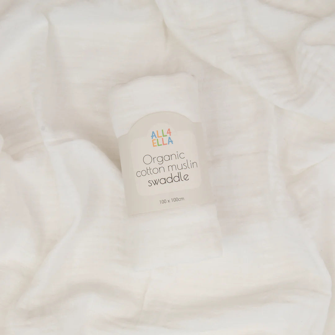 Organic Cotton Muslin Swaddle - White