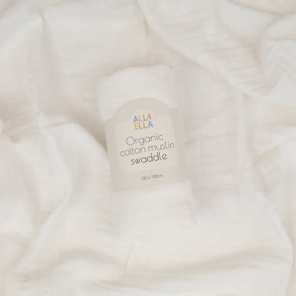 Organic Cotton Muslin Swaddle - White