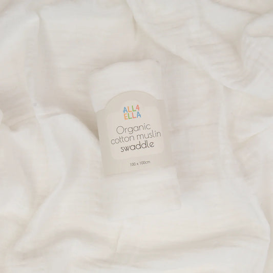 Organic Cotton Muslin Swaddle - White