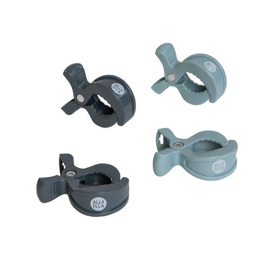 Pram Pegs 4pk - Blue & Charcoal