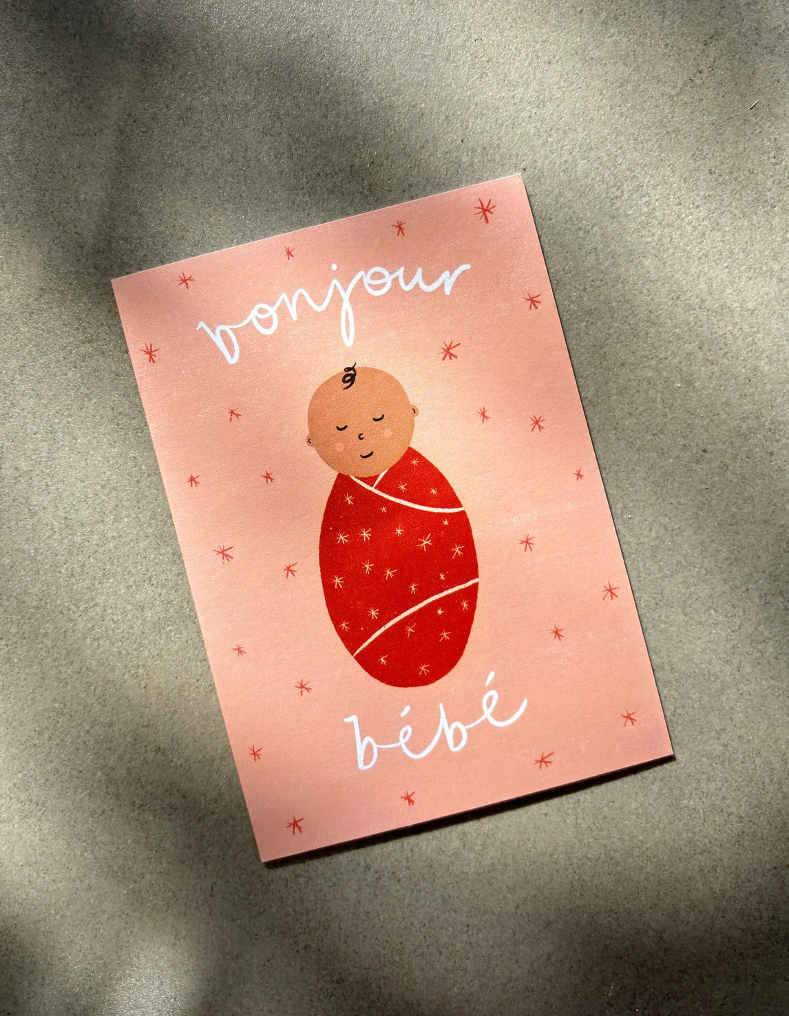 Bonjour Bebe - Hello Baby Pink Card