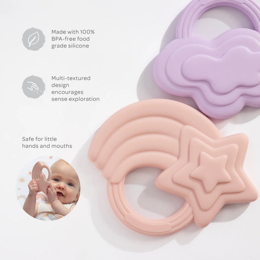 Silicone Teether 2pk - Star & Cloud