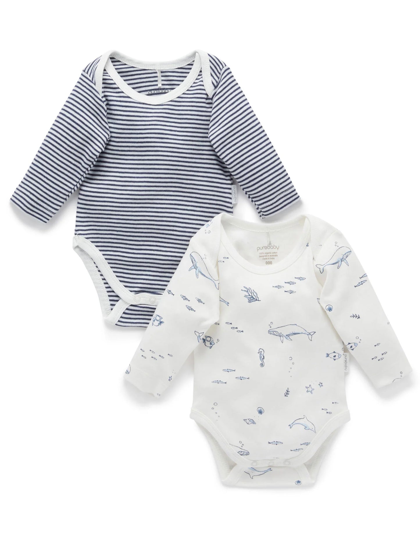 Long Sleeve Bodysuit 2pk - Nautical