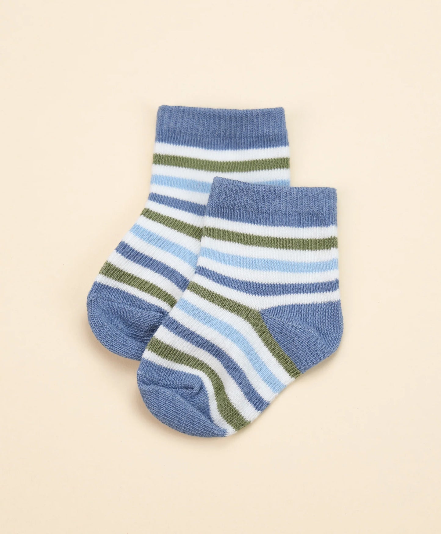 Organic Cotton Baby Socks - Blue & Green Stripe