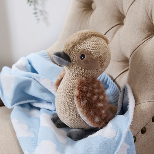 Knitted Pram Blanket - Cloud Whisper