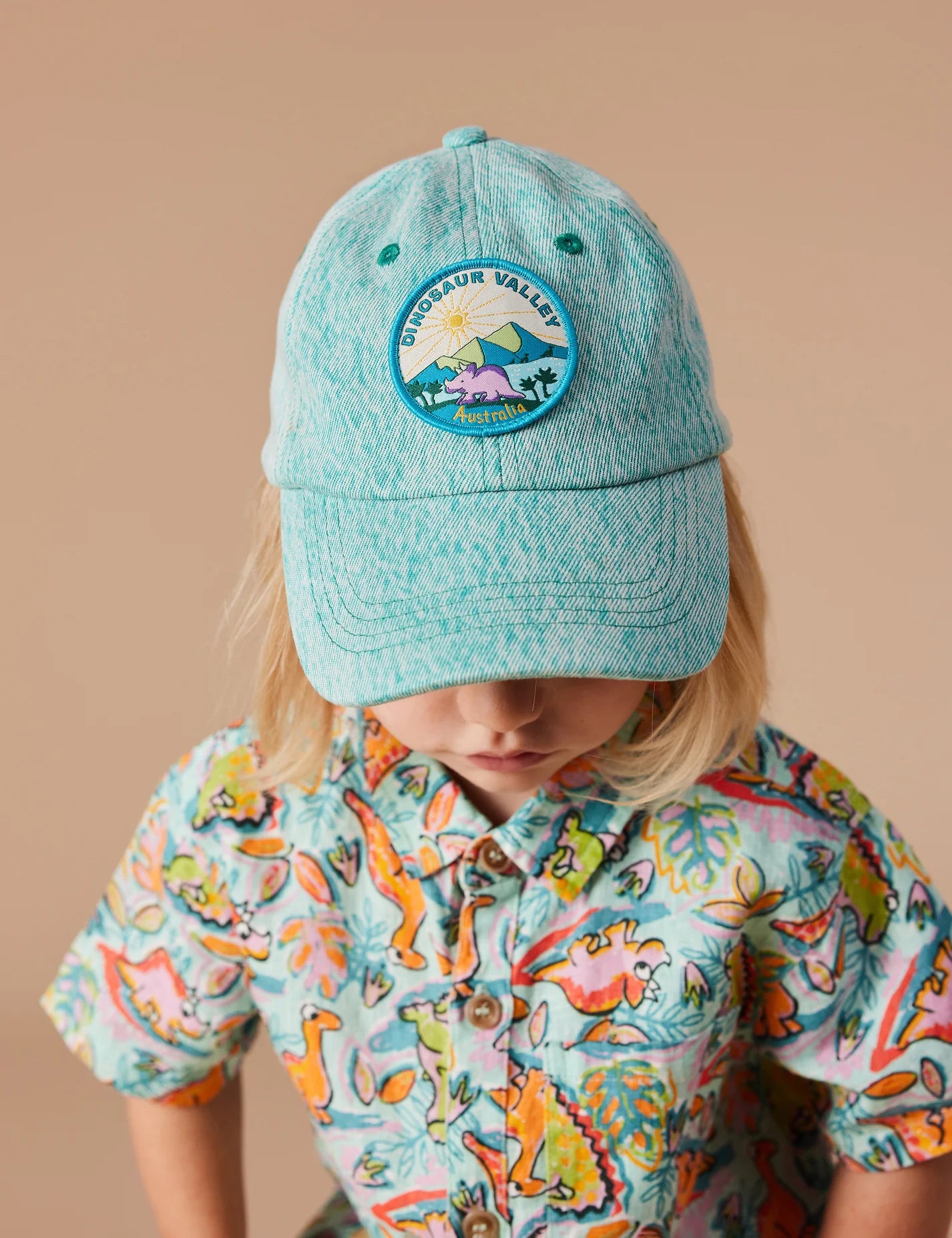 Dino Valley Denim Cap Turquoise