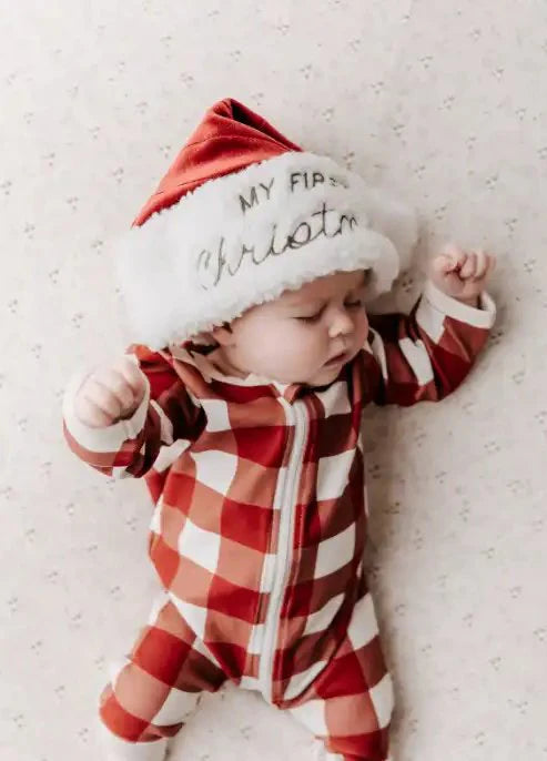 My First Christmas Velvet Santa Hat