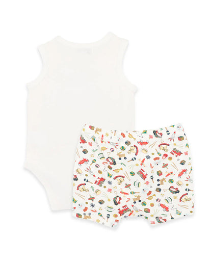 Festive Train Singletsuit Shorts Set