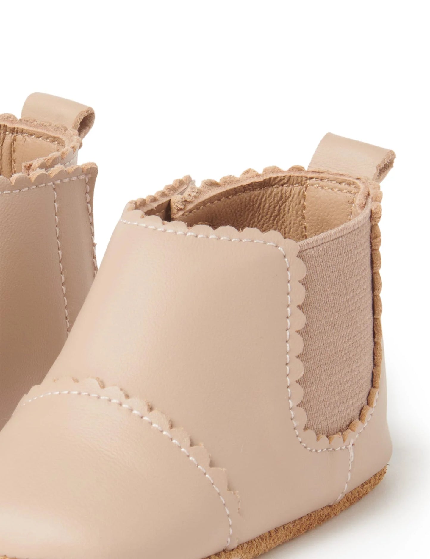 Leather Pre-Walker Scallop Bootie - Blush