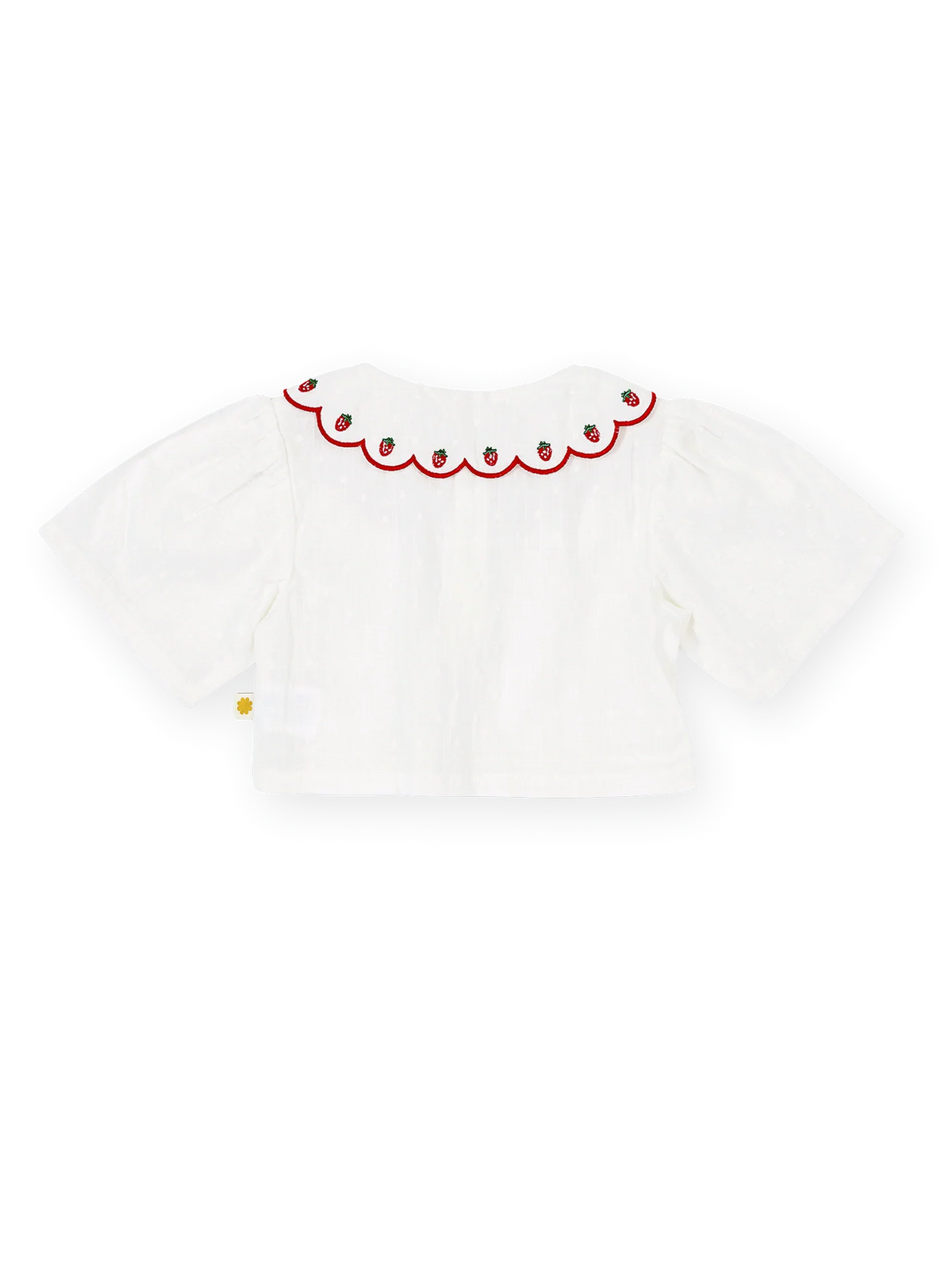 Scallop Collar Strawberry Cropped Blouse
