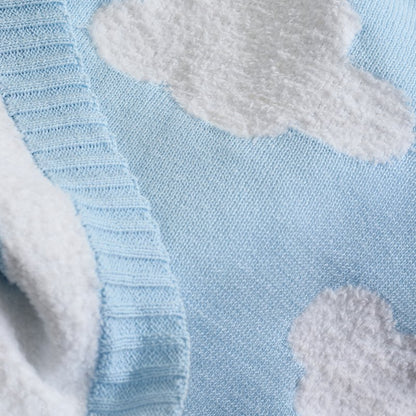Knitted Pram Blanket - Cloud Whisper