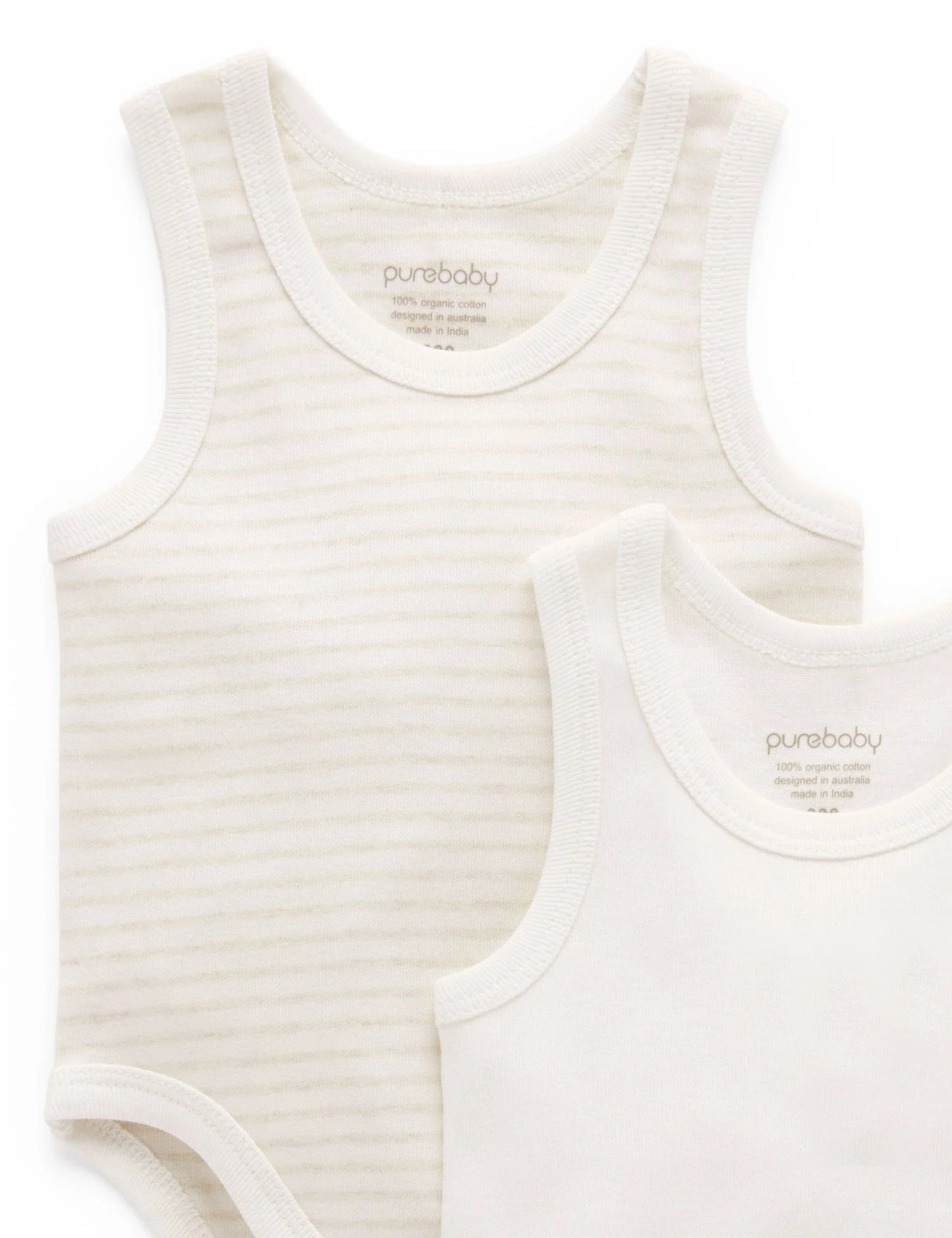 Rib Singlet Bodysuit 2pk - Wheat