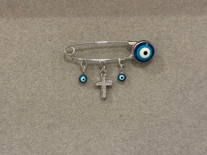 Baby Mati & Cross Charm Pin
