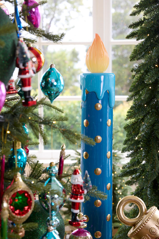 Blue Polka Dot LED Candle 122.5cm