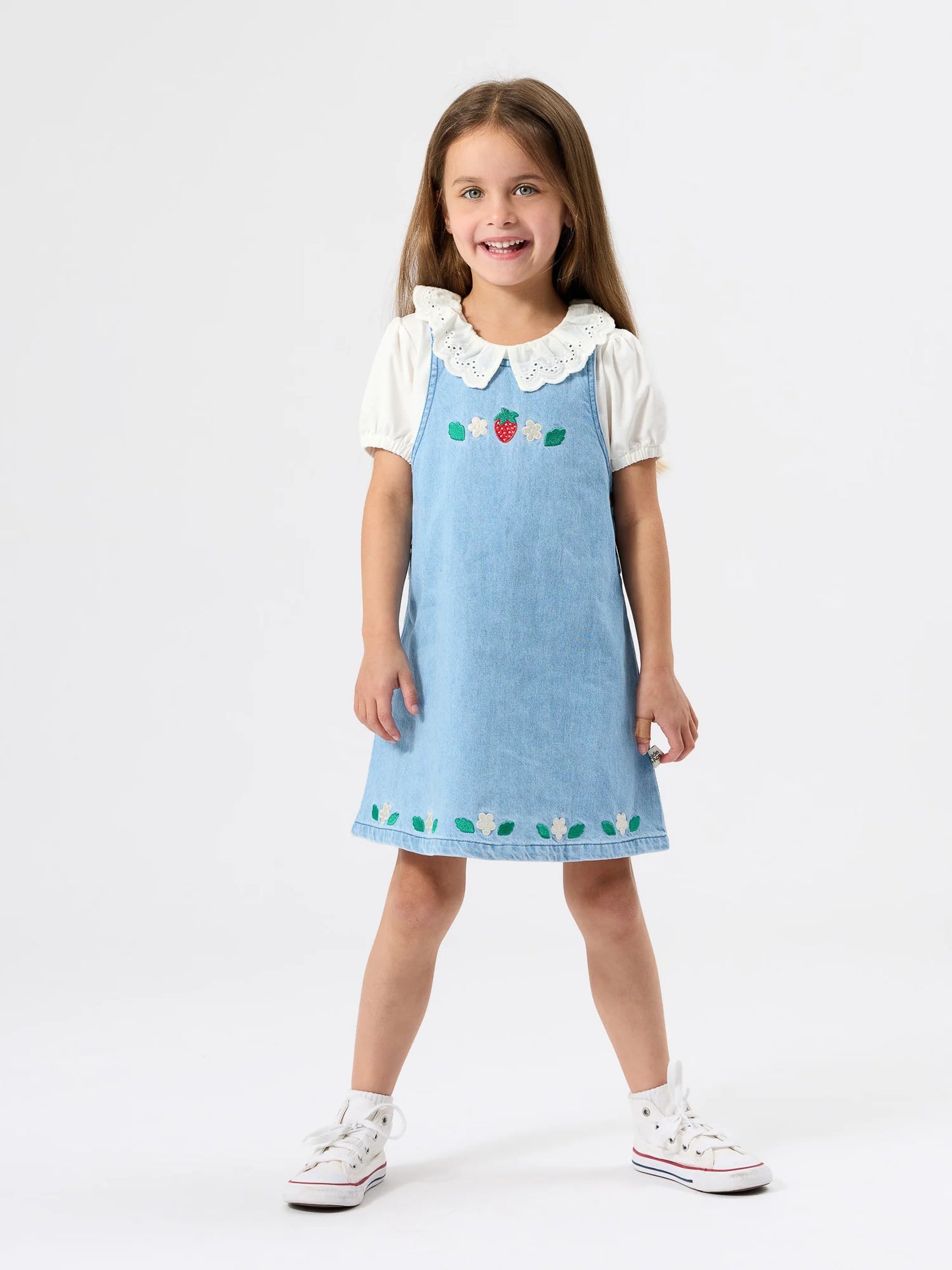 Wild Strawberry Vintage Blue Pinafore Dress