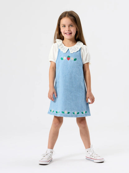 Wild Strawberry Vintage Blue Pinafore Dress