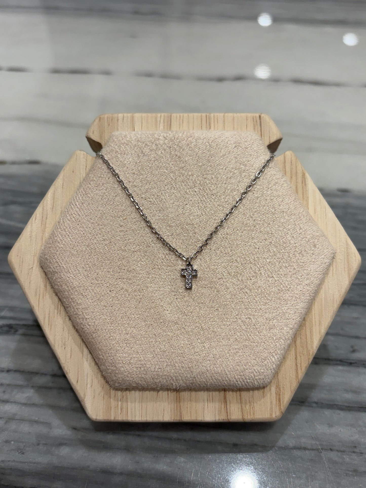 Whisper of Grace-Petite Cross Necklace