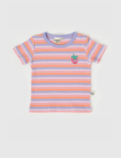 Tutti Frutti Stripe Rib T-Shirt Purple Multi