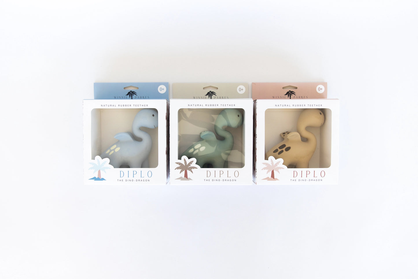 Diplo the Dino-Dragon Rubber Teether - Natural Brown