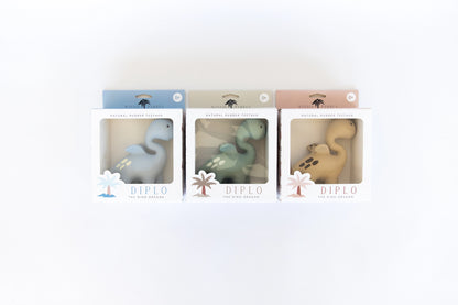 Diplo the Dino-Dragon Rubber Teether - Natural Brown