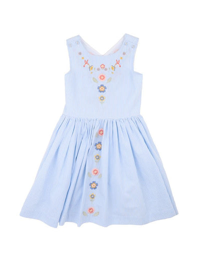 Songbird Stripe Embroidered Cross Back Dress