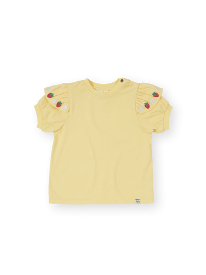 Strawberry Flounce Yellow Shoulder Top