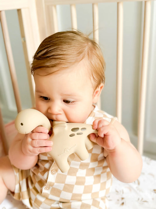 Diplo the Dino-Dragon Rubber Teether - Natural Brown