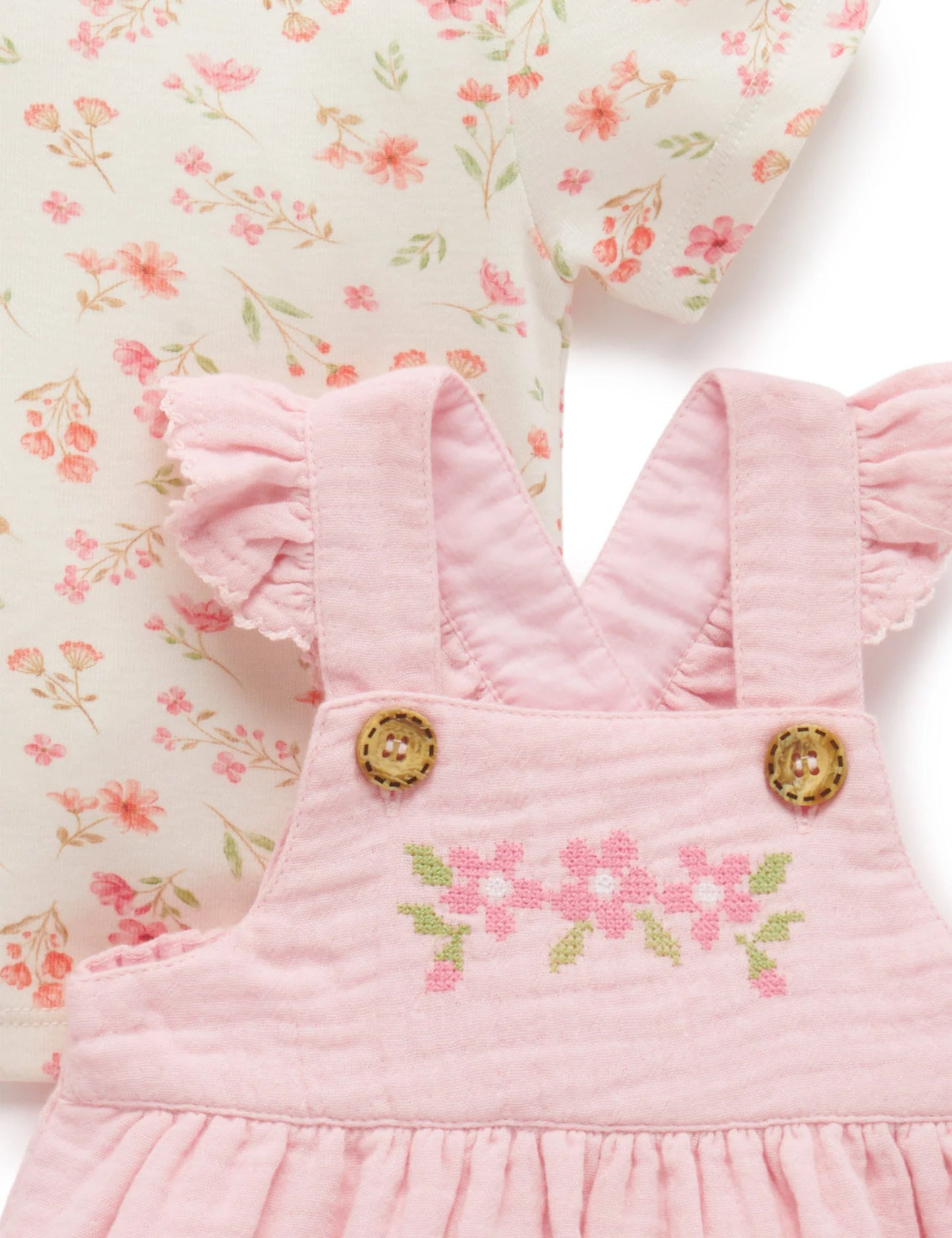 Seaside Embroidered Overall Set