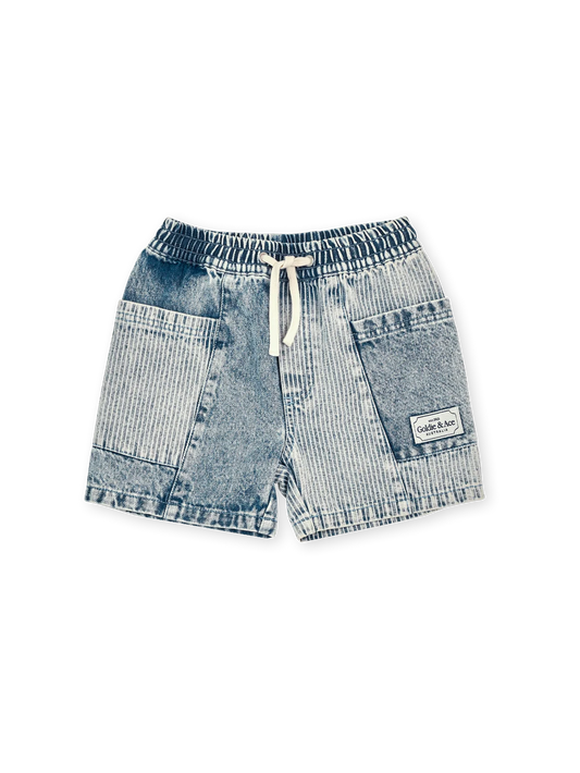 Noah Light Denim Pin Stripe Pocket Shorts