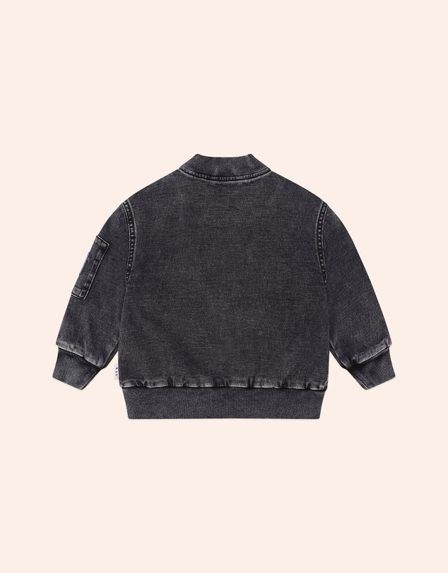 Black Knit Denim Patches Jacket