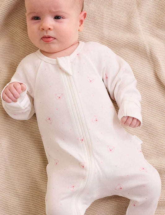 Zip Growsuit 2pk - Pink Bears