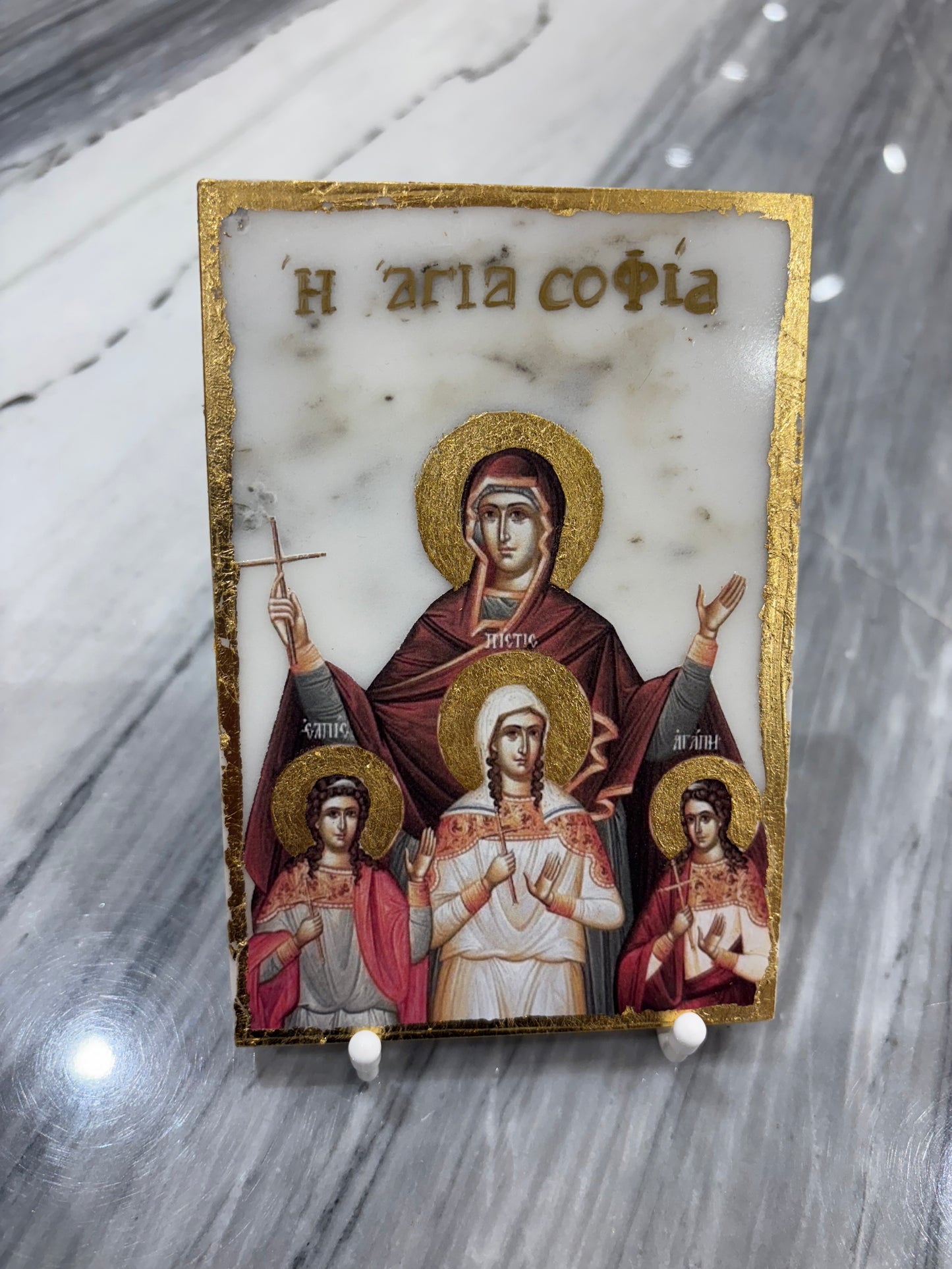 St Sophia Icon - White Marble