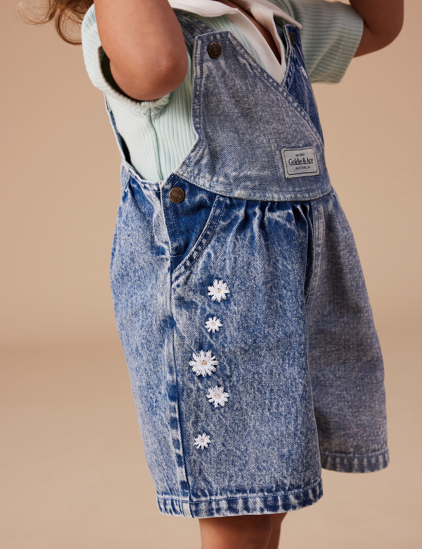 Macy Crossover Denim Shortalls - Daisy Sprinkles