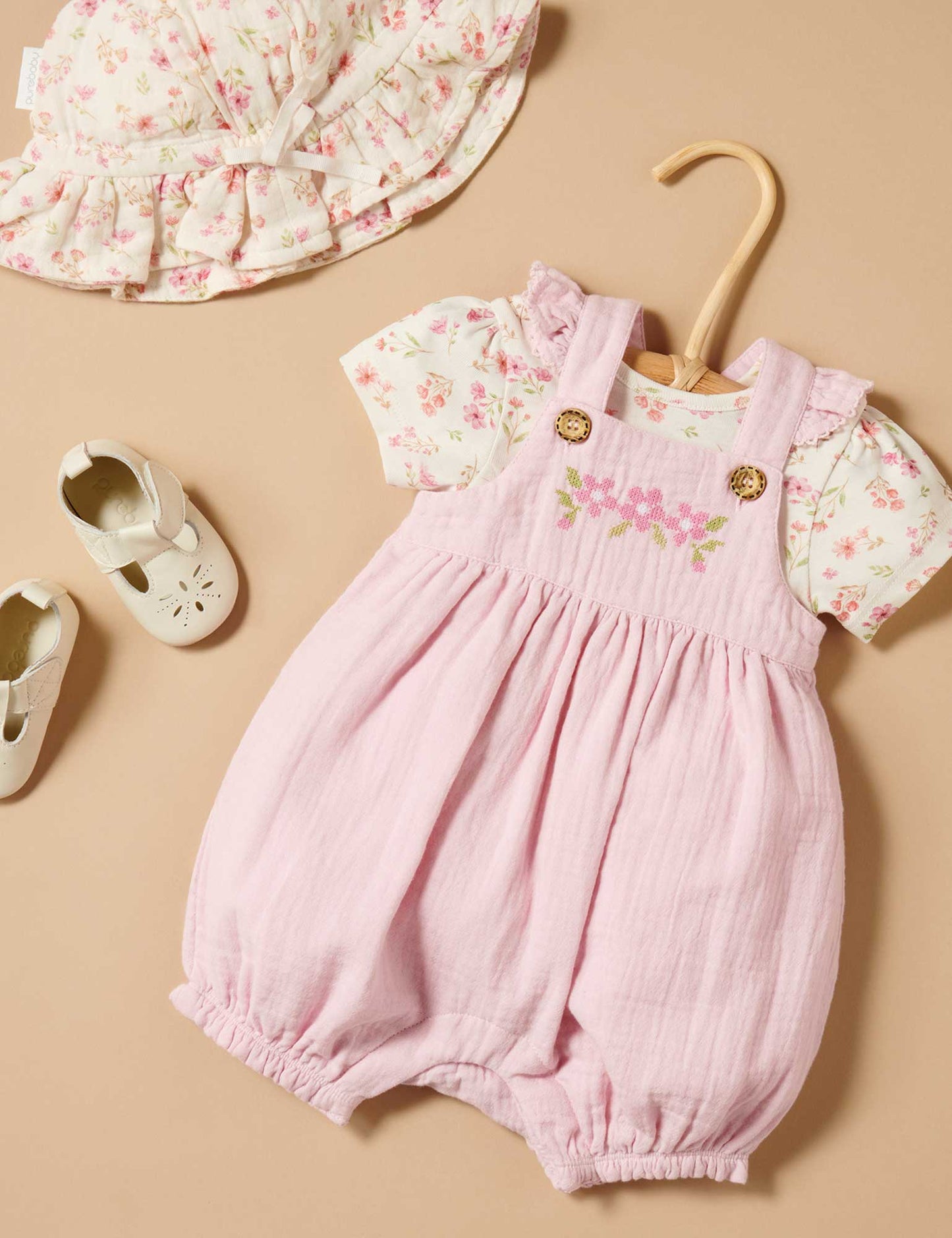 Seaside Embroidered Overall Set