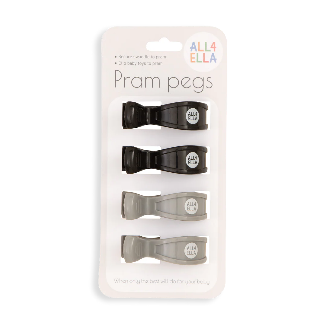 Pram Pegs 4pk - Black & Grey