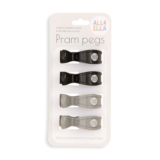 Pram Pegs 4pk - Black & Grey