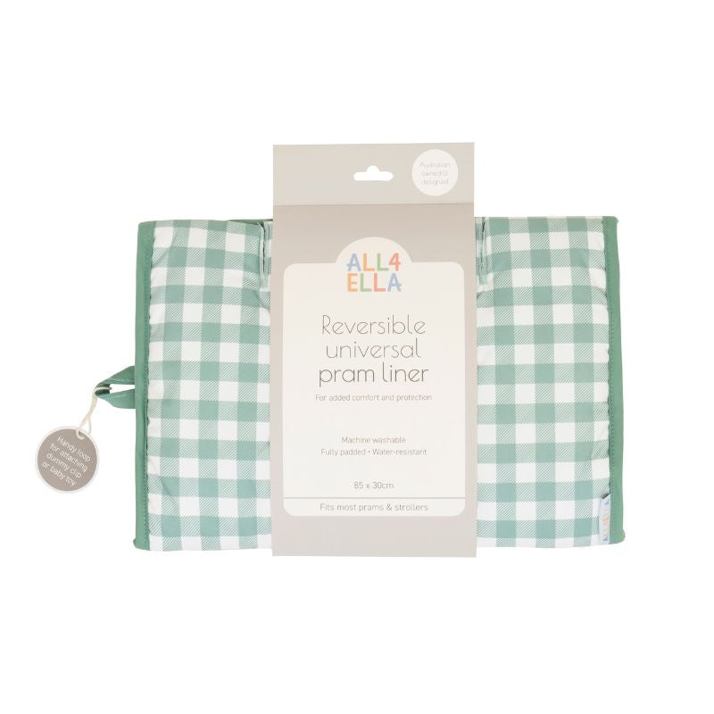 Universal Pram Liner - Gingham Sage