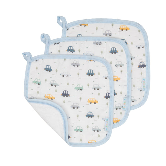 Organic Cotton Wash Cloths 3pk - Beep Beep
