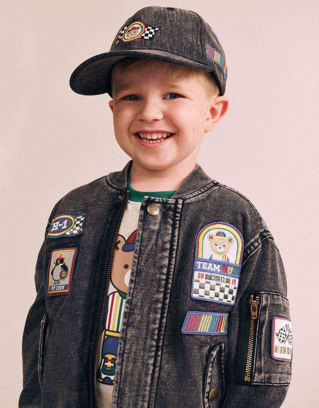 Black Knit Denim Patches Jacket